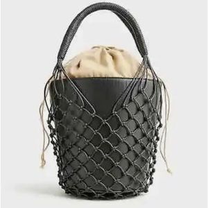J.Crew Sedona basket bag in leather BJ726 Black bucket
